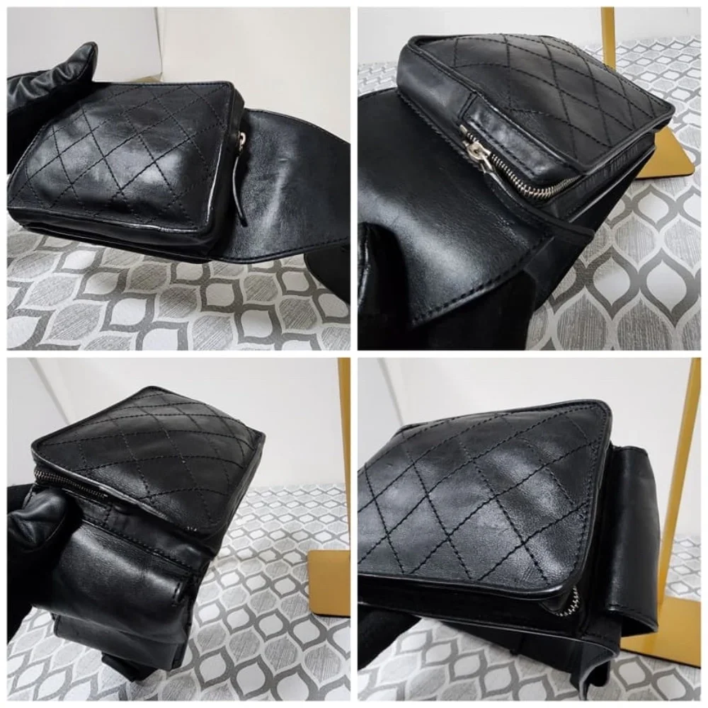 Authentic Chanel 2014 Uniform Quilted Bum/Waist Bag Black